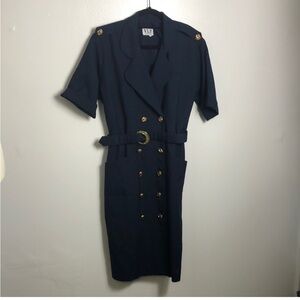 Vintage Double Breasted Military-like Midi Dress